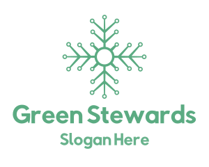 Green Circuit Snowflake logo design