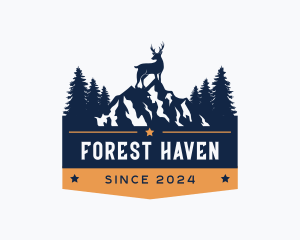 Forest Mountain Stag logo design