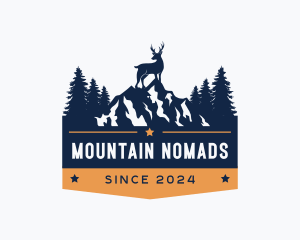 Forest Mountain Stag logo design