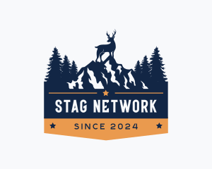 Forest Mountain Stag logo design