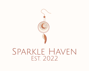 Boho Feather Earring logo design