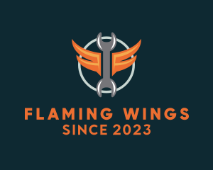 Winged Mechanic Wrench logo design