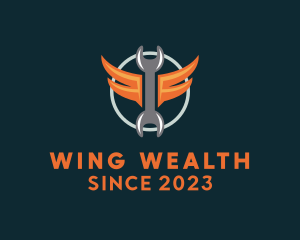 Winged Mechanic Wrench logo design