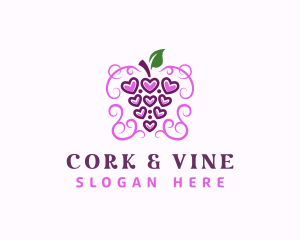 Grape Wine Heart logo design