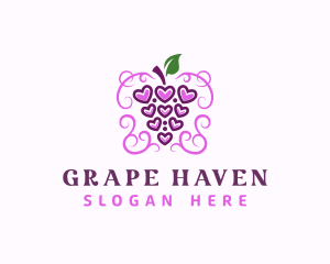 Grape Wine Heart logo design