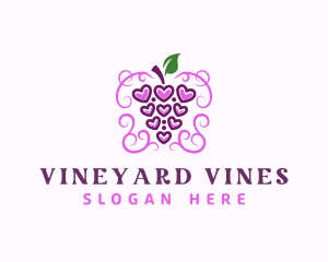 Grape Wine Heart logo design