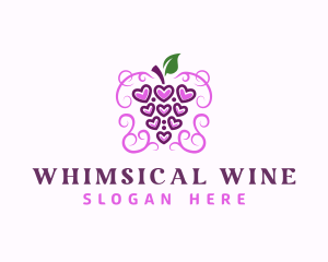 Grape Wine Heart logo design