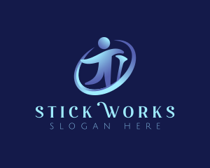 Human Walking Cane logo design