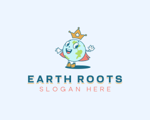 Crown Earth Globe logo design