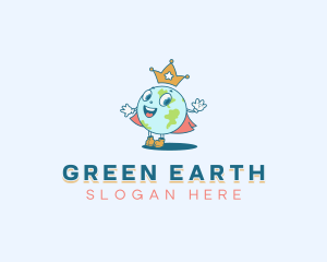 Crown Earth Globe logo design