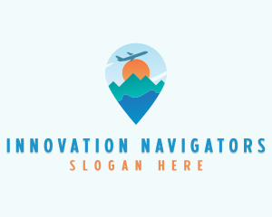 Airplane Travel Location Pin logo design