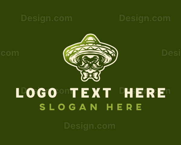 Mexican Mustache Man Sombrero Logo