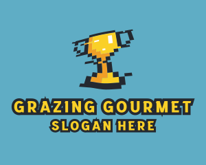 Tournament Trophy Pixel Gaming logo design