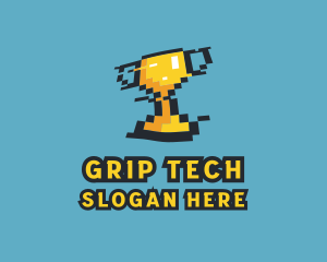 Tournament Trophy Pixel Gaming logo design