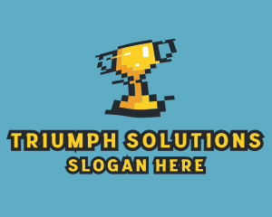 Tournament Trophy Pixel Gaming logo design