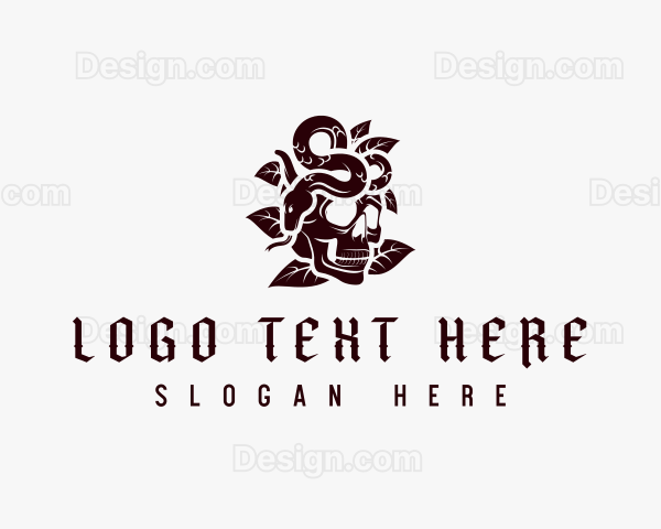 Skull Snake Leaf Logo