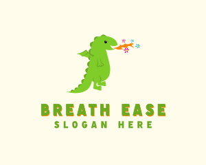 Green Kids Fire Flower Dragon logo design