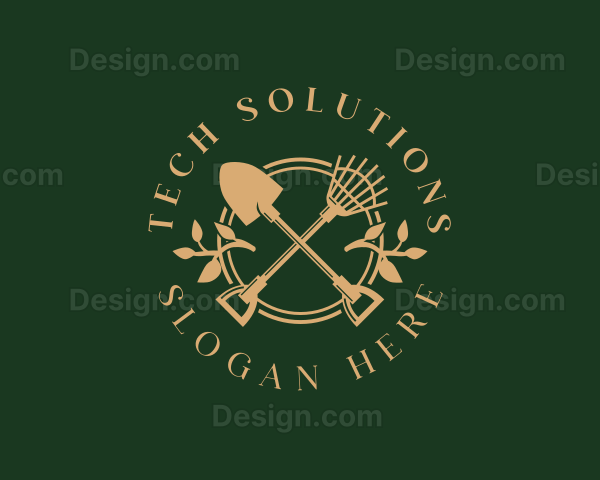Shovel Rake Gardening Logo