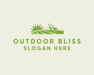 Lawn Mower Grass Field logo design