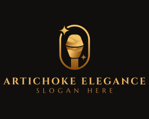 Gold Microphone Audio Mic logo design