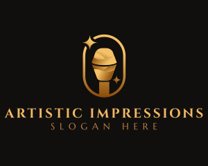 Gold Microphone Audio Mic logo design