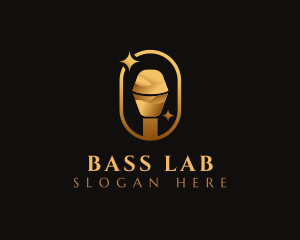 Gold Microphone Audio Mic logo design