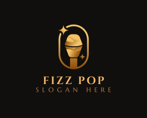 Gold Microphone Audio Mic logo design