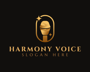 Gold Microphone Audio Mic logo design