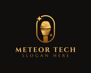 Gold Microphone Audio Mic logo design