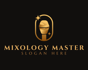 Gold Microphone Audio Mic logo design