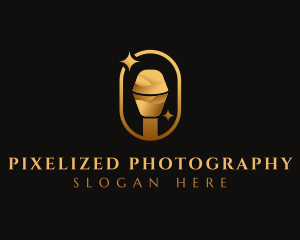 Gold Microphone Audio Mic logo design