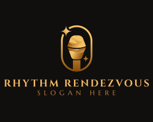 Gold Microphone Audio Mic logo design