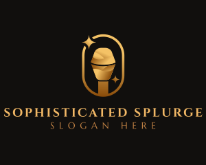 Gold Microphone Audio Mic logo design