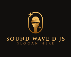 Gold Microphone Audio Mic logo design