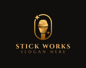 Gold Microphone Audio Mic logo design