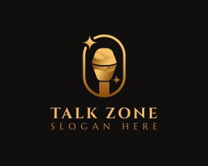 Gold Microphone Audio Mic logo design