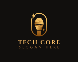 Gold Microphone Audio Mic logo design