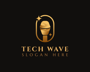 Gold Microphone Audio Mic logo design