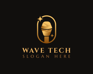 Gold Microphone Audio Mic logo design