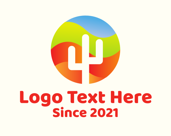 Multicolor Cactus Desert logo