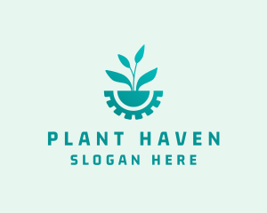 Biotech Plant Gear logo design