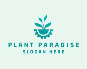 Biotech Plant Gear logo design