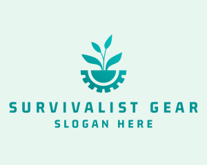 Biotech Plant Gear logo design