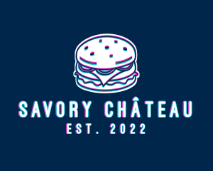 Glitch Hamburger Snack logo design