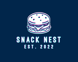 Glitch Hamburger Snack logo design