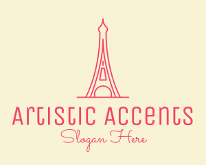 Pink Eiffel Tower  logo design