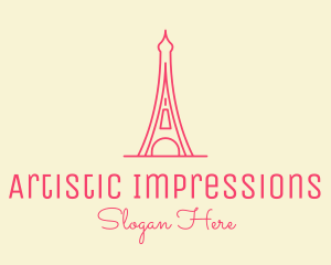 Pink Eiffel Tower  logo design