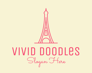 Pink Eiffel Tower  logo design