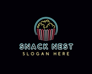 Popcorn Theater Snack logo design