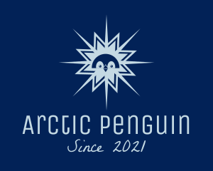 Winter Penguin Snowflake  logo design